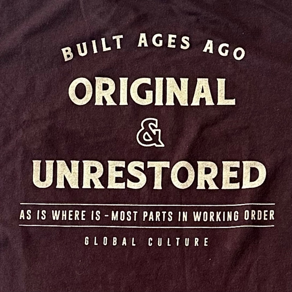 Global Culture “Original & Unrestored” Brown Graphic Tee Size L - Picture 8 of 8